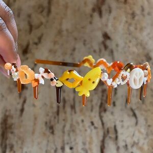 Junk Decorative Orange and Yellow Beaded Hair Comb